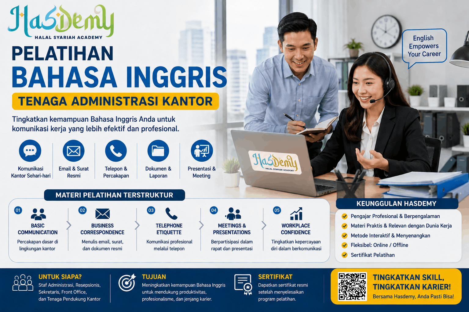 Hasdemy Buka Pelatihan Bahasa Inggris untuk Tenaga Administrasi Kantor