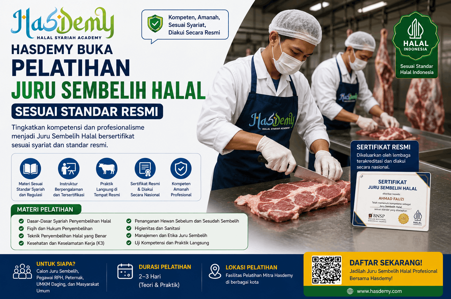 Hasdemy Buka Pelatihan Juru Sembelih Halal Sesuai Standar Resmi